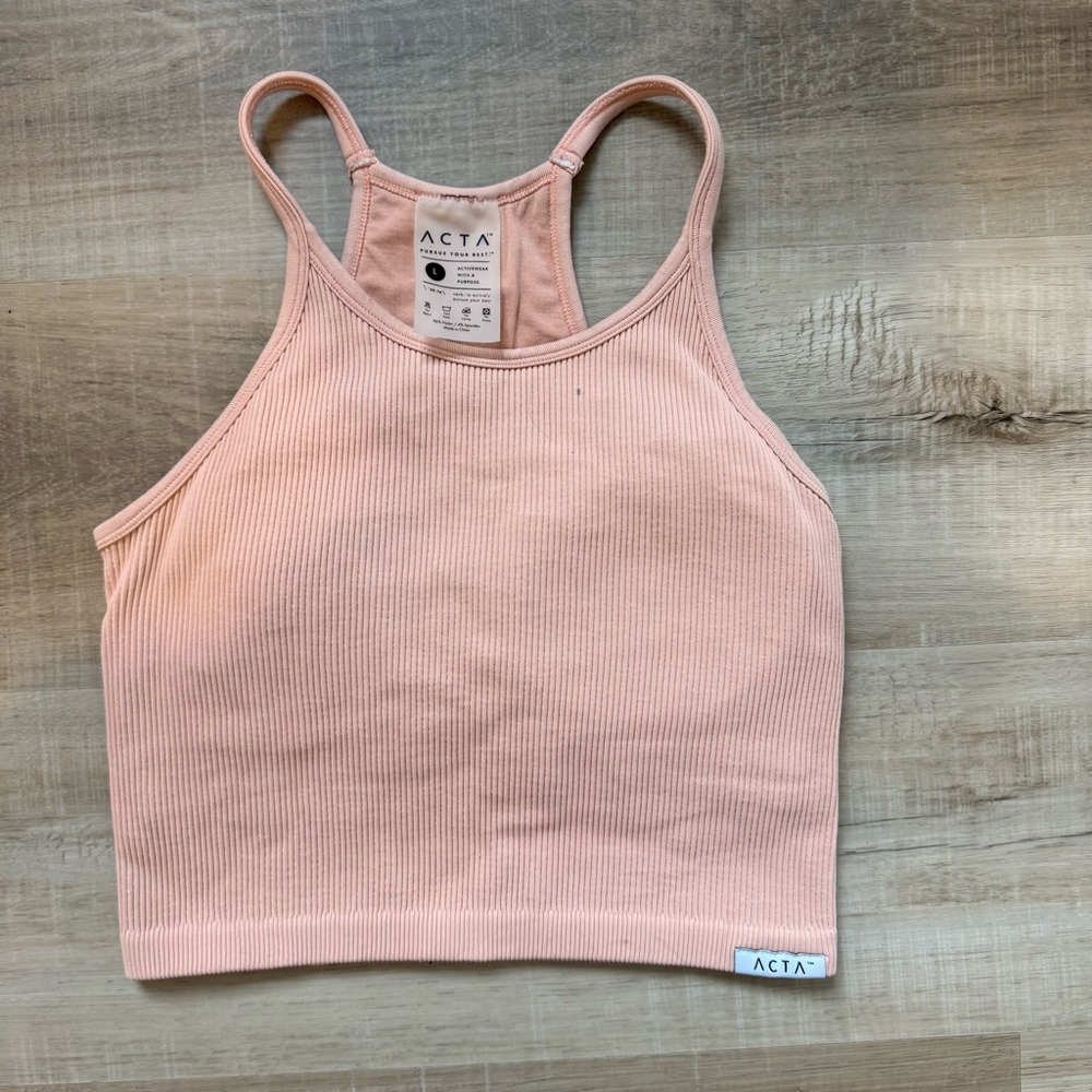 ACTA Peach Ribbed Sport tank size large